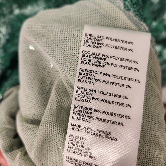 Anthropologie boxy cropped green sequin blouse size XLP - Picture 6 of 7